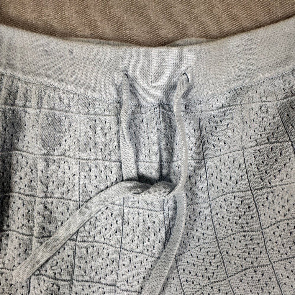 Monrow Knit Shorts Women Small Blue Pointelle Drawstring Eco Friendly Cotton - Picture 4 of 9